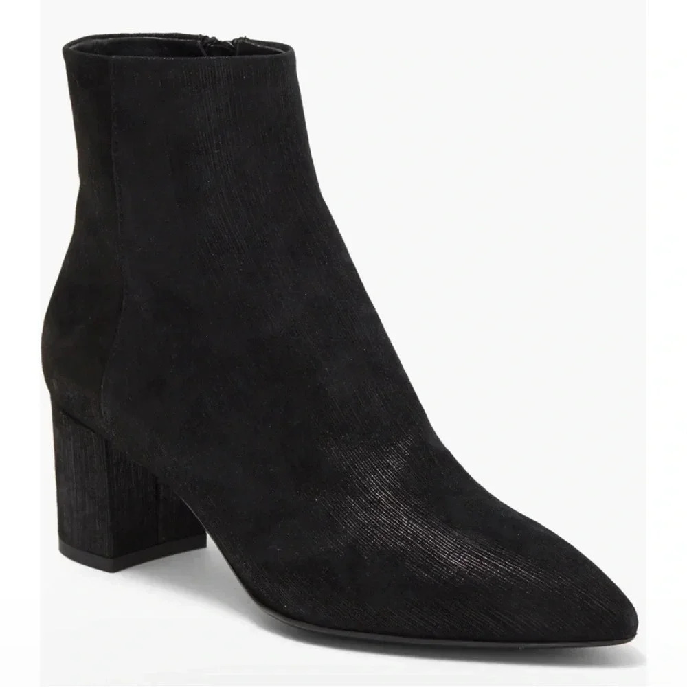 AGL Black Marette Leather Heeled Boots Size 42 US 11/11.5 NWT
